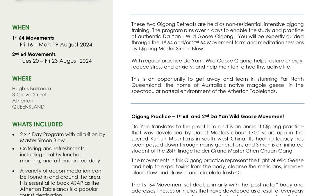 Da Yan Wild Goose Qigong Retreat